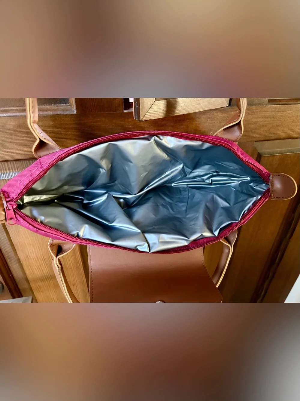 Burgundy and Brown Women's Tote Wine Bag - Insulated